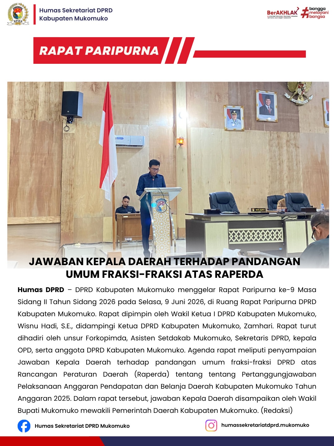 RAPAT PARIPURNA KE-9 MASA SIDANG II TAHUN 2026